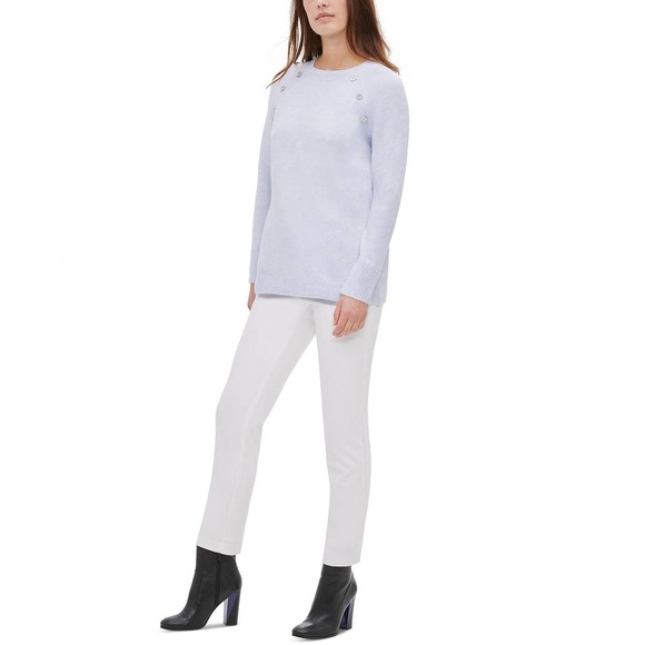 Calvin Klein Button-Detail Crewneck Sweater Size Small - Picture 1 of 8